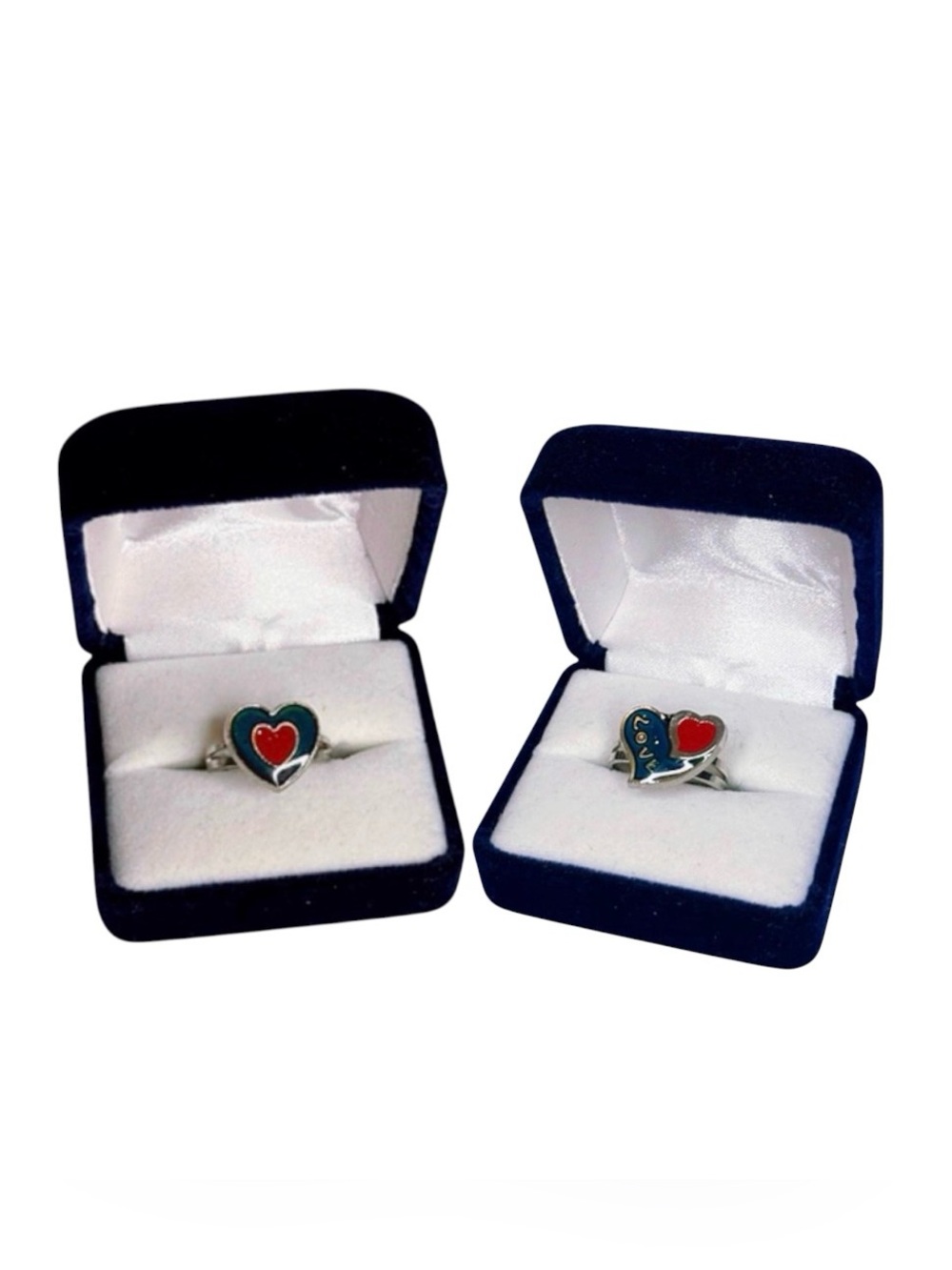 Hot Topic Rainbow Heart Enamel Silver Mood Ring Set Size 6
